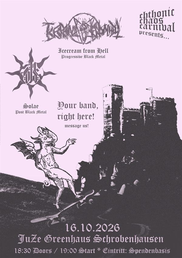 Konzertplakat „Chthonic Chaos Carnival“ – Black Metal im JuZe Greenhaus Schrobenhausen